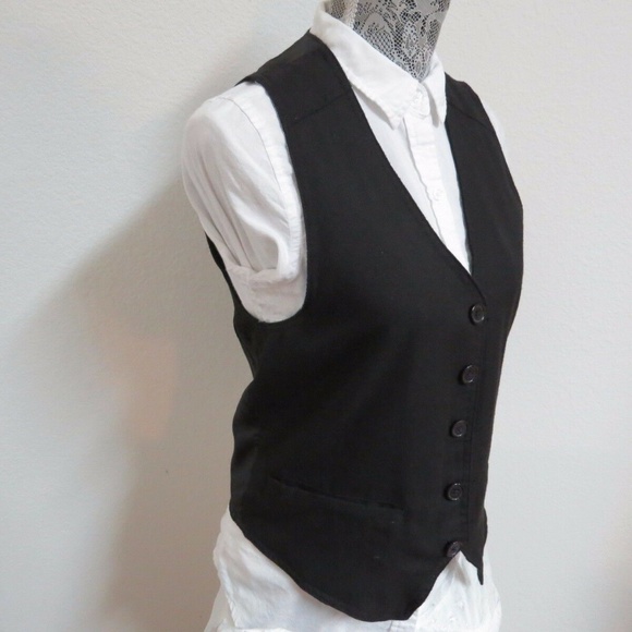Sz S Black Solid Sovereign Code Mens Polyester #234T Suit Vest - Picture 3 of 8